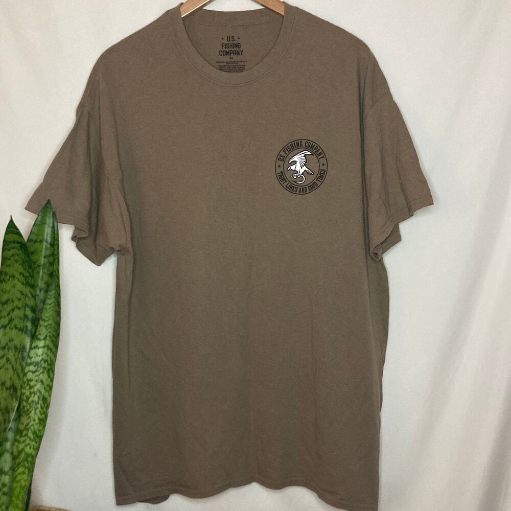 US Fishing Company| Men’s tan skull/camo short sleeve t-shirt